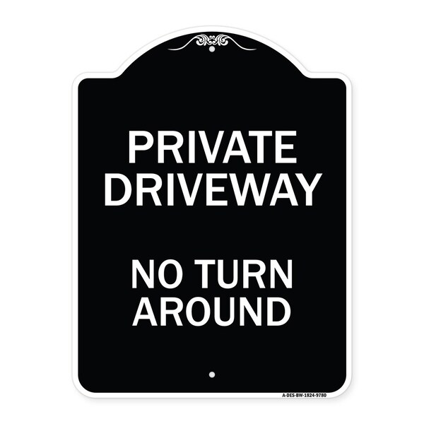 Designer Series-Private Driveway No Turn Around Black & White, 24" x 18", BW-1824-9780